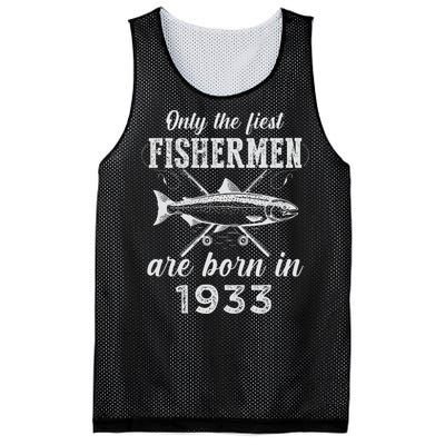 90 Year Old Fisherman Fishing Born In 1933 90th Birthday Mesh Reversible Basketball Jersey Tank