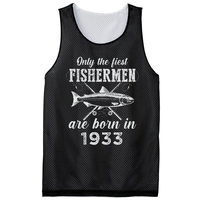 90 Year Old Fisherman Fishing Born In 1933 90th Birthday Mesh Reversible Basketball Jersey Tank