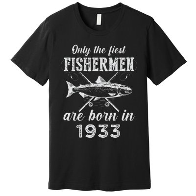 90 Year Old Fisherman Fishing Born In 1933 90th Birthday Premium T-Shirt