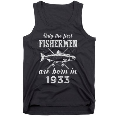 90 Year Old Fisherman Fishing Born In 1933 90th Birthday Tank Top