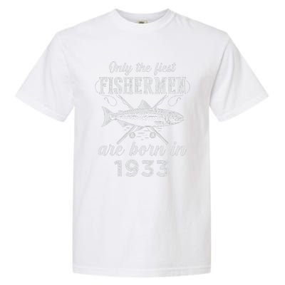 90 Year Old Fisherman Fishing Born In 1933 90th Birthday Garment-Dyed Heavyweight T-Shirt