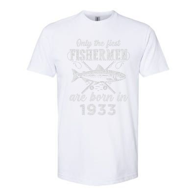 90 Year Old Fisherman Fishing Born In 1933 90th Birthday Softstyle CVC T-Shirt