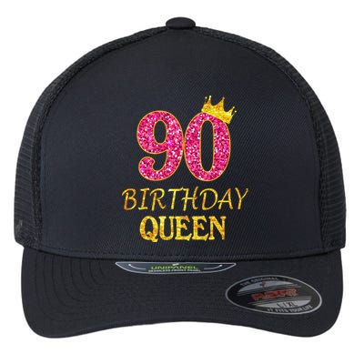90 Years Old Birthday Queen  Shirt 90th Birthday Pink Flexfit Unipanel Trucker Cap