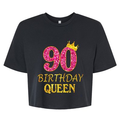 90 Years Old Birthday Queen  Shirt 90th Birthday Pink Bella+Canvas Jersey Crop Tee