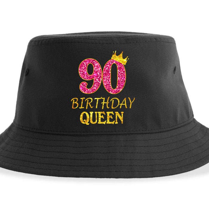 90 Years Old Birthday Queen  Shirt 90th Birthday Pink Sustainable Bucket Hat