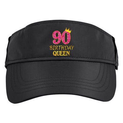 90 Years Old Birthday Queen  Shirt 90th Birthday Pink Adult Drive Performance Visor