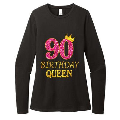 90 Years Old Birthday Queen  Shirt 90th Birthday Pink Womens CVC Long Sleeve Shirt