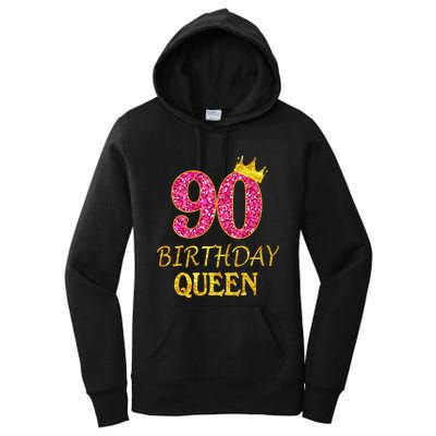 90 Years Old Birthday Queen  Shirt 90th Birthday Pink Women's Pullover Hoodie