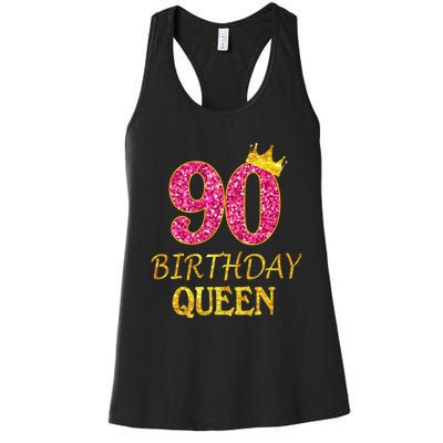 90 Years Old Birthday Queen  Shirt 90th Birthday Pink Women's Racerback Tank