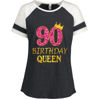 90 Years Old Birthday Queen  Shirt 90th Birthday Pink Enza Ladies Jersey Colorblock Tee