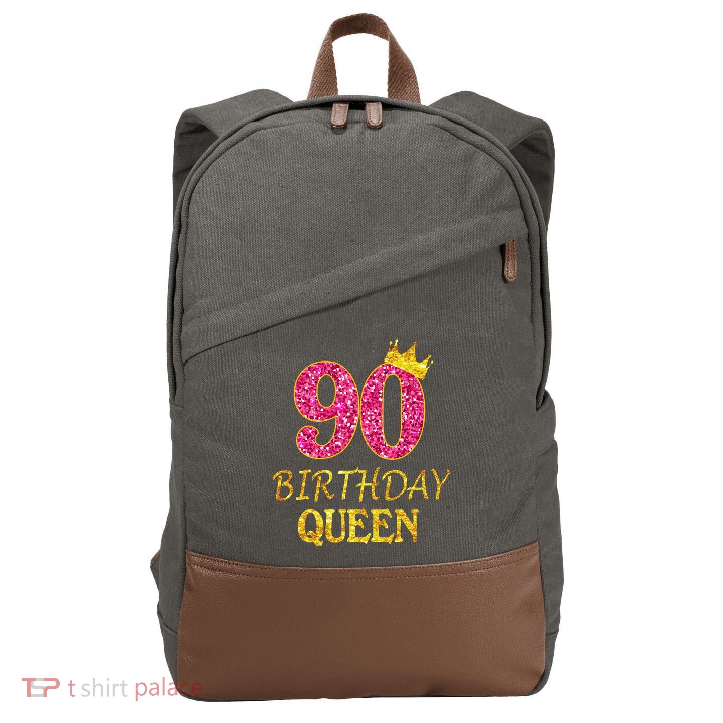 90 Years Old Birthday Queen  Shirt 90th Birthday Pink Cotton Canvas Backpack