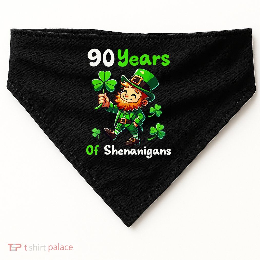 90 Years Of Shenanigans 90th Birthday St. Patrick'S Day Boy USA-Made Doggie Bandana