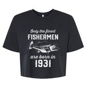 92 Year Old Fishing Fisherman 1931 92nd Birthday Bella+Canvas Jersey Crop Tee