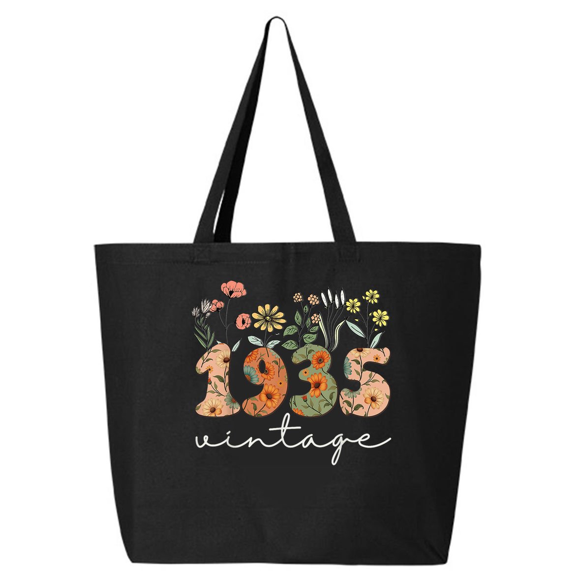 90 Years Old Vintage 1935 90th Birthday Floral Wildflower 25L Jumbo Tote