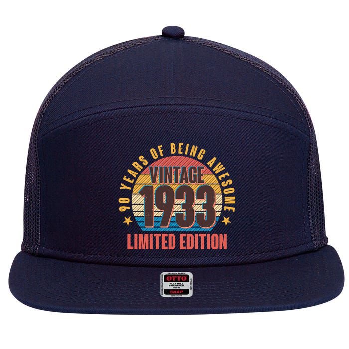 90 Years Of Being Awesome 1933 Limited Edition Vintage Retro 7 Panel Mesh Trucker Snapback Hat