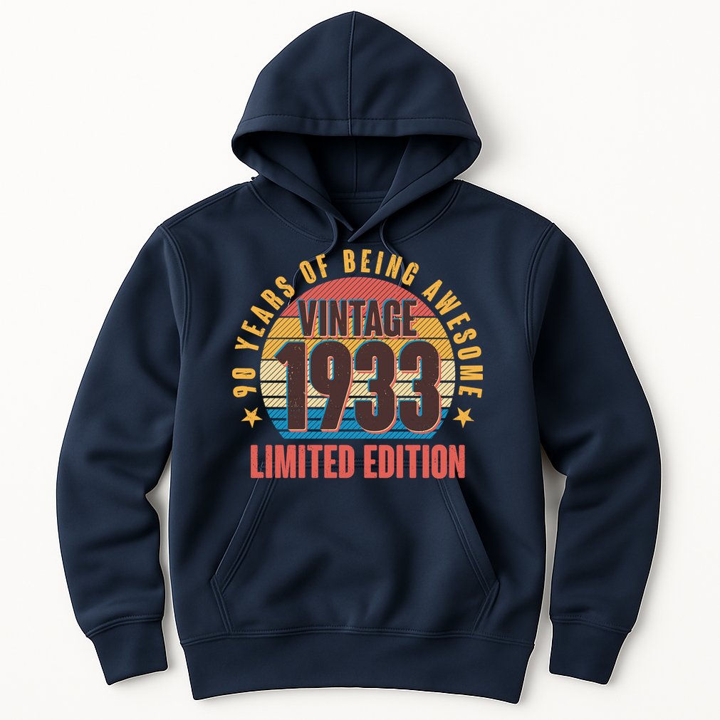 90 Years Of Being Awesome 1933 Limited Edition Vintage Retro Hoodie