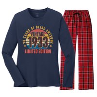 90 Years Of Being Awesome 1933 Limited Edition Vintage Retro Women's Long Sleeve Flannel Pajama Set 