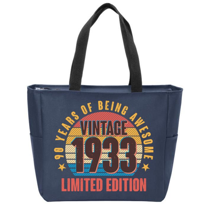 90 Years Of Being Awesome 1933 Limited Edition Vintage Retro Zip Tote Bag