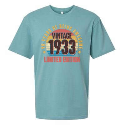 90 Years Of Being Awesome 1933 Limited Edition Vintage Retro Sueded Cloud Jersey T-Shirt