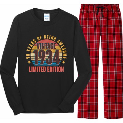 90 Years Of Being Awesome 1934 Limited Edition Vintage Retro Long Sleeve Pajama Set