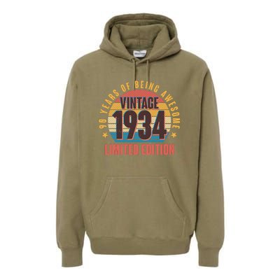 90 Years Of Being Awesome 1934 Limited Edition Vintage Retro Premium Hoodie