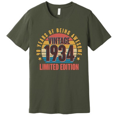 90 Years Of Being Awesome 1934 Limited Edition Vintage Retro Premium T-Shirt