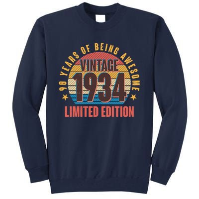 90 Years Of Being Awesome 1934 Limited Edition Vintage Retro Tall Sweatshirt