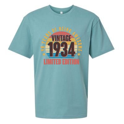 90 Years Of Being Awesome 1934 Limited Edition Vintage Retro Sueded Cloud Jersey T-Shirt