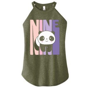 9 Year Old Cute Panda Birthday Girl 9th Bday Women's Perfect Tri Rocker Tank