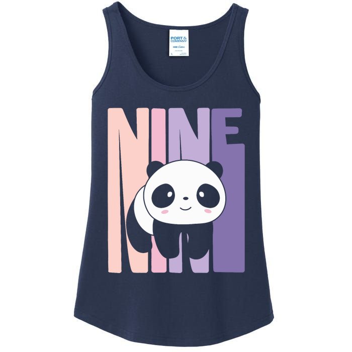 9 Year Old Cute Panda Birthday Girl 9th Bday Ladies Essential Tank