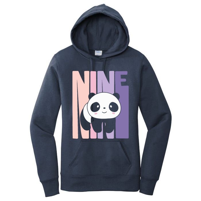 9 Year Old Cute Panda Birthday Girl 9th Bday Women's Pullover Hoodie