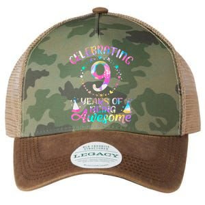 9 Years Of Being Awesome 9 Years Old 9th Birthday Tie Dye Legacy Tie Dye Trucker Hat