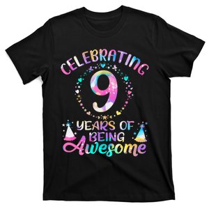 9 Years Of Being Awesome 9 Years Old 9th Birthday Tie Dye T-Shirt