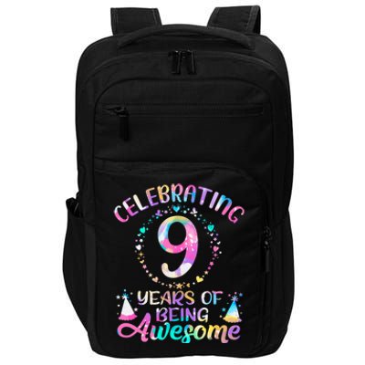 9 Years Of Being Awesome 9 Years Old 9th Birthday Tie Dye Impact Tech Backpack