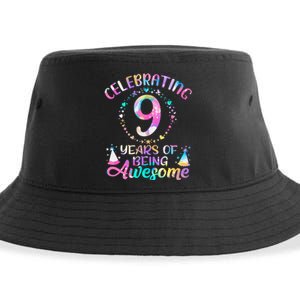 9 Years Of Being Awesome 9 Years Old 9th Birthday Tie Dye Sustainable Bucket Hat