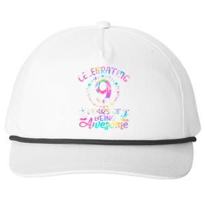 9 Years Of Being Awesome 9 Years Old 9th Birthday Tie Dye Snapback Five-Panel Rope Hat