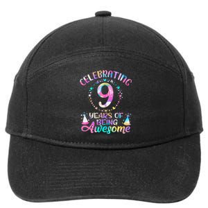 9 Years Of Being Awesome 9 Years Old 9th Birthday Tie Dye 7-Panel Snapback Hat