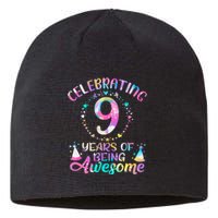 9 Years Of Being Awesome 9 Years Old 9th Birthday Tie Dye Sustainable Beanie