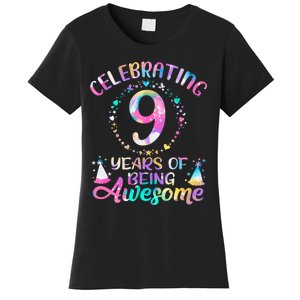 9 Years Of Being Awesome 9 Years Old 9th Birthday Tie Dye Women's T-Shirt