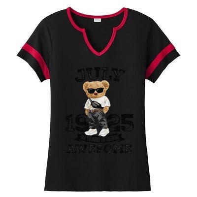 99 Years Of Being Awesome July 1925 Cool 99th Birthday Gift Ladies Halftime Notch Neck Tee