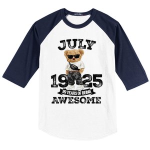 99 Years Of Being Awesome July 1925 Cool 99th Birthday Gift Baseball Sleeve Shirt