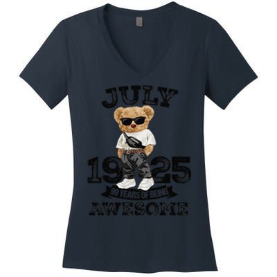 99 Years Of Being Awesome July 1925 Cool 99th Birthday Gift Women's V-Neck T-Shirt