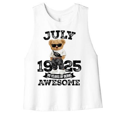 99 Years Of Being Awesome July 1925 Cool 99th Birthday Gift Women's Racerback Cropped Tank