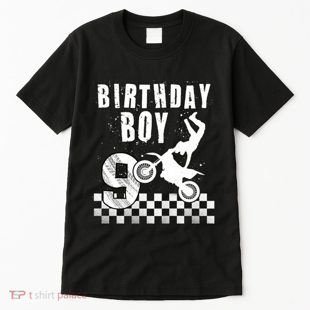 9 Year Old Birthday Motorcycle Dirt Bike 9th Bday Tall T-Shirt
