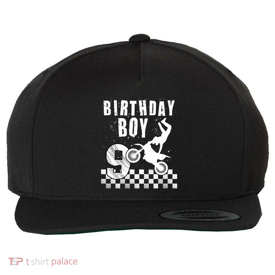 9 Year Old Birthday Motorcycle Dirt Bike 9th Bday Wool Snapback Cap