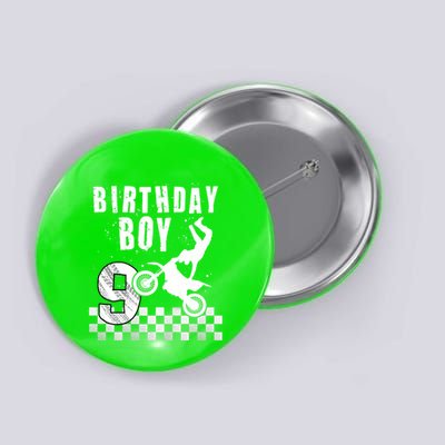 9 Year Old Birthday Motorcycle Dirt Bike 9th Bday Button
