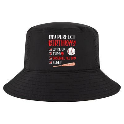 9 Year Old Baseball Birthday Party 9th Boy Nine Player Cool Comfort Performance Bucket Hat