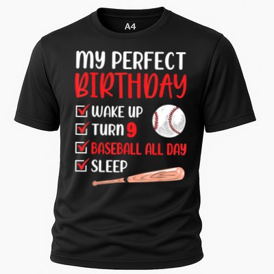 9 Year Old Baseball Birthday Party 9th Boy Nine Player Performance Shirt