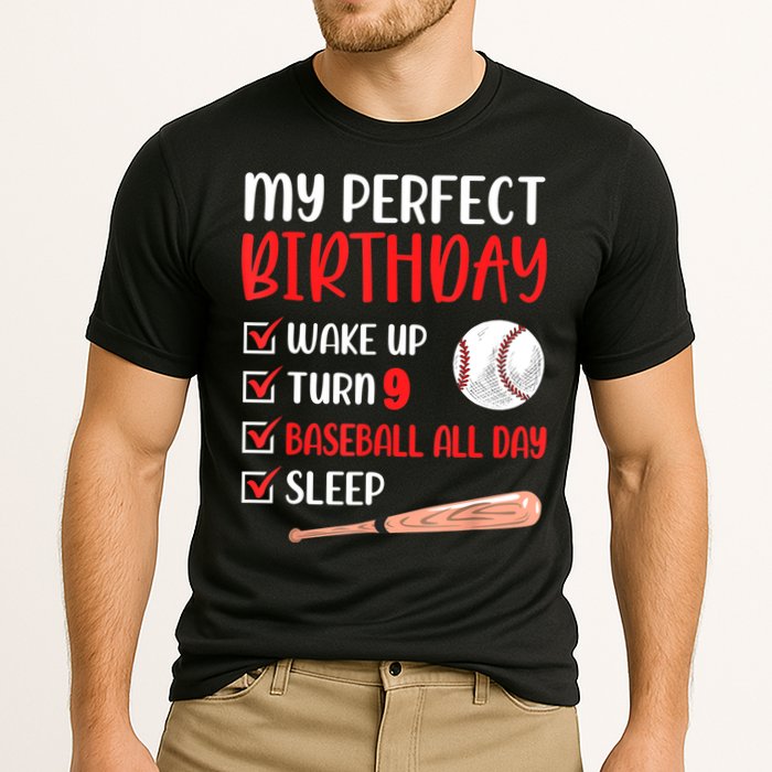 9 Year Old Baseball Birthday Party 9th Boy Nine Player Cooling Performance Crew T-Shirt