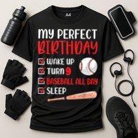 9 Year Old Baseball Birthday Party 9th Boy Nine Player Cooling Performance Crew T-Shirt